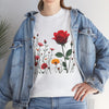 Wildflowers and a Red Rose, Graphic T-Shirts for Women, Floral Shirt, Womens Short Sleeve, Ladies Graphic Tees #5006TTS