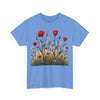Wildflowers and Red Roses, Graphic T-Shirts for Women, Floral Shirt, Womens Short Sleeve, Ladies Graphic Tees #5032TTS
