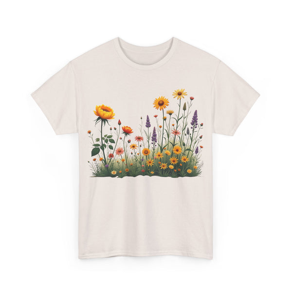 Wildflowers and Yellow Roses, Graphic T-Shirts for Women, Floral Shirt, Womens Short Sleeve, Ladies Graphic Tees #5028TTS