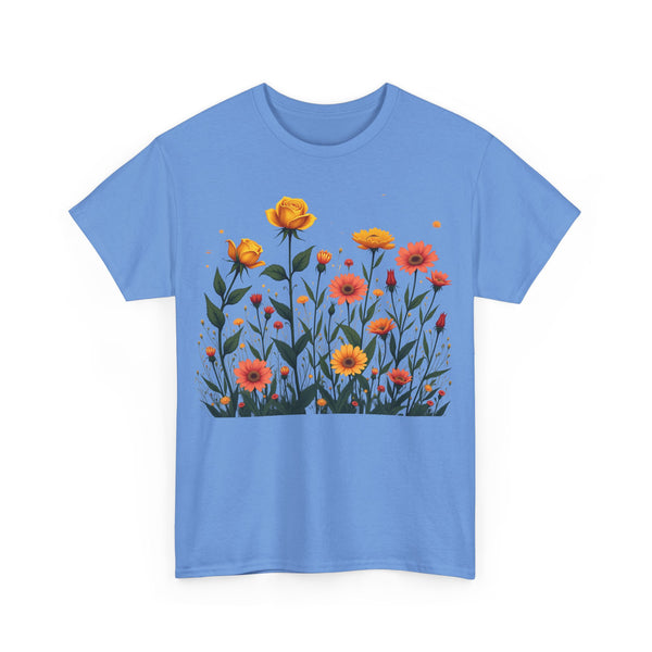 Wildflowers and Yellow Roses, Graphic T-Shirts for Women, Floral Shirt, Womens Short Sleeve, Ladies Graphic Tees #5026TTS
