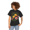 Wildflowers and Pink & Yellow Roses, Graphic T-Shirts for Women, Floral Shirt, Womens Short Sleeve, Ladies Graphic Tees #5149TTS