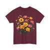 Wildflowers and Pink & Yellow Roses, Graphic T-Shirts for Women, Floral Shirt, Womens Short Sleeve, Ladies Graphic Tees #5139TTS