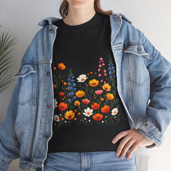 Wildflowers, Graphic T-Shirts for Women, Floral Shirt, Womens Short Sleeve, Ladies Graphic Tees #5110TTS