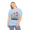 Wildflowers and Pink Roses, Graphic T-Shirts for Women, Floral Shirt, Womens Short Sleeve, Ladies Graphic Tees #5013TTS