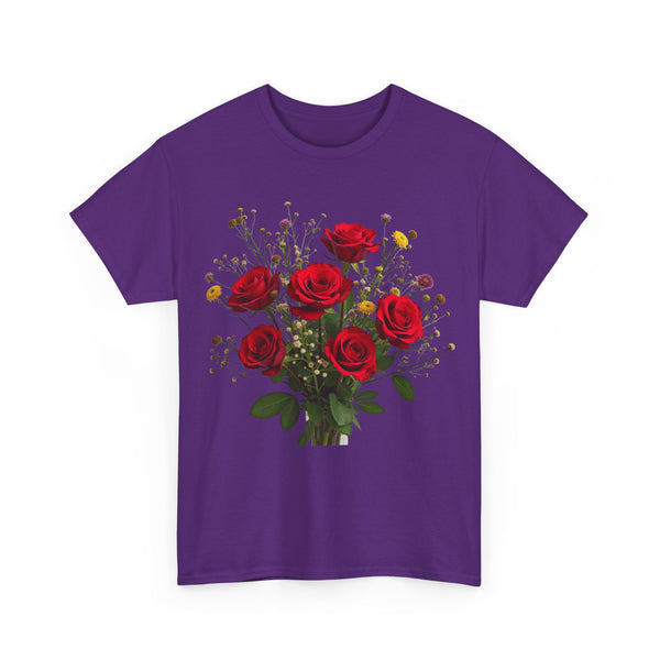 Wildflowers and Red Roses, Graphic T-Shirts for Women, Floral Shirt, Womens Short Sleeve, Ladies Graphic Tees #5131TTS