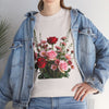 Wildflowers and Red & Pink Roses, Graphic T-Shirts for Women, Floral Shirt, Womens Short Sleeve, Ladies Graphic Tees #5132TTS
