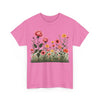 Wildflowers and Pink Roses, Graphic T-Shirts for Women, Floral Shirt, Womens Short Sleeve, Ladies Graphic Tees #5020TTS