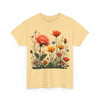 Wildflowers and Orange Roses, Graphic T-Shirts for Women, Floral Shirt, Womens Short Sleeve, Ladies Graphic Tees #5044TTS