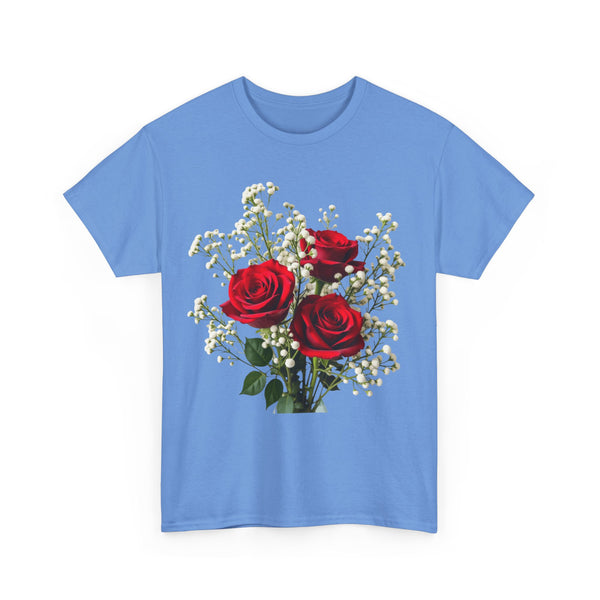 Wildflowers and Red Roses, Graphic T-Shirts for Women, Floral Shirt, Womens Short Sleeve, Ladies Graphic Tees #5127TTS