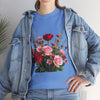 Wildflowers and Red & Pink Roses, Graphic T-Shirts for Women, Floral Shirt, Womens Short Sleeve, Ladies Graphic Tees #5132TTS