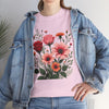 Wildflowers and Pink & Red Roses, Graphic T-Shirts for Women, Floral Shirt, Womens Short Sleeve, Ladies Graphic Tees #5133TTS