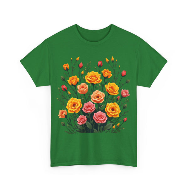 Wildflowers and Pink & Yellow Roses, Graphic T-Shirts for Women, Floral Shirt, Womens Short Sleeve, Ladies Graphic Tees #5140TTS