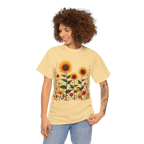 Sunflowers & Wildflowers, Graphic T-Shirts for Women, Floral Shirt, Womens Short Sleeve, Ladies Graphic Tees #5154TTS