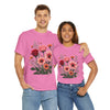 Wildflowers and Pink & Red Roses, Graphic T-Shirts for Women, Floral Shirt, Womens Short Sleeve, Ladies Graphic Tees #5133TTS