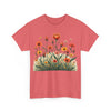 Wildflowers and Orange Roses, Graphic T-Shirts for Women, Floral Shirt, Womens Short Sleeve, Ladies Graphic Tees #5047TTS