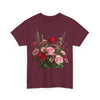Wildflowers and Red & Pink Roses, Graphic T-Shirts for Women, Floral Shirt, Womens Short Sleeve, Ladies Graphic Tees #5132TTS