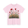 Wildflowers and Red Roses, Graphic T-Shirts for Women, Floral Shirt, Womens Short Sleeve, Ladies Graphic Tees #5032TTS