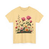 Wildflowers and Pink Roses, Graphic T-Shirts for Women, Floral Shirt, Womens Short Sleeve, Ladies Graphic Tees #5013TTS