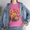 Wildflowers and Pink & Yellow Roses, Graphic T-Shirts for Women, Floral Shirt, Womens Short Sleeve, Ladies Graphic Tees #5139TTS