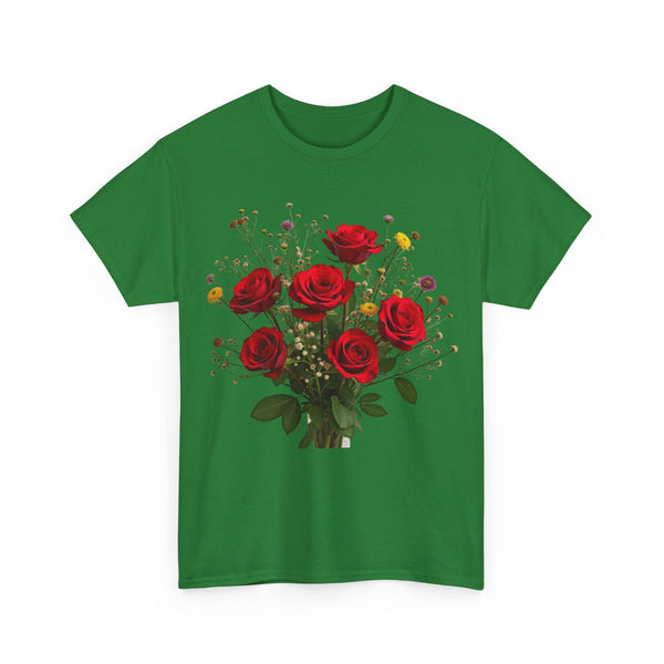 Wildflowers and Red Roses, Graphic T-Shirts for Women, Floral Shirt, Womens Short Sleeve, Ladies Graphic Tees #5131TTS