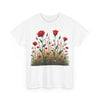 Wildflowers and Red Roses, Graphic T-Shirts for Women, Floral Shirt, Womens Short Sleeve, Ladies Graphic Tees #5032TTS