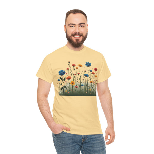 Wildflowers and Blue Roses, Graphic T-Shirts for Women, Floral Shirt, Womens Short Sleeve, Ladies Graphic Tees #5050TTS