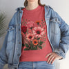 Wildflowers and Pink & Red Roses, Graphic T-Shirts for Women, Floral Shirt, Womens Short Sleeve, Ladies Graphic Tees #5133TTS