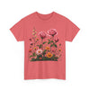 Wildflowers and Pink Roses, Graphic T-Shirts for Women, Floral Shirt, Womens Short Sleeve, Ladies Graphic Tees #5013TTS