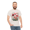 Wildflowers and Pink & Red Roses, Graphic T-Shirts for Women, Floral Shirt, Womens Short Sleeve, Ladies Graphic Tees #5133TTS