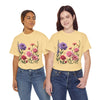 Wildflowers and Pink/Violet Roses, Graphic T-Shirts for Women, Floral Shirt, Womens Short Sleeve, Ladies Graphic Tees #5100TTS