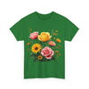 Wildflowers and Pink & Yellow Roses, Graphic T-Shirts for Women, Floral Shirt, Womens Short Sleeve, Ladies Graphic Tees #5146TTS