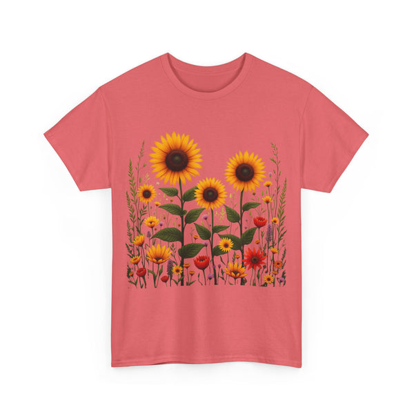 Sunflowers & Wildflowers, Graphic T-Shirts for Women, Floral Shirt, Womens Short Sleeve, Ladies Graphic Tees #5154TTS