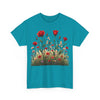 Wildflowers and Red Roses, Graphic T-Shirts for Women, Floral Shirt, Womens Short Sleeve, Ladies Graphic Tees #5032TTS