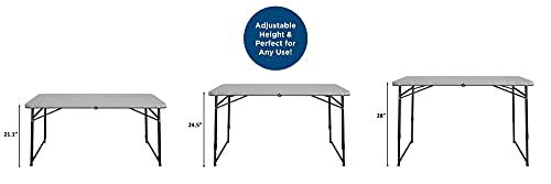 COSCO 4 ft. Fold-in-Half Portable Utility Table, Gray, Indoor/Outdoor, for Crafting, Tailgating, & Camping, Grey