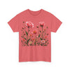 Wildflowers and Pink Roses, Graphic T-Shirts for Women, Floral Shirt, Womens Short Sleeve, Ladies Graphic Tees #5022TTS
