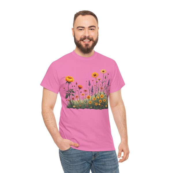 Wildflowers and Yellow Roses, Graphic T-Shirts for Women, Floral Shirt, Womens Short Sleeve, Ladies Graphic Tees #5028TTS