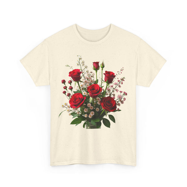 Wildflowers and Red Roses, Graphic T-Shirts for Women, Floral Shirt, Womens Short Sleeve, Ladies Graphic Tees #5130TTS