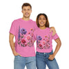 Wildflowers and Pink/Violet Roses, Graphic T-Shirts for Women, Floral Shirt, Womens Short Sleeve, Ladies Graphic Tees #5100TTS