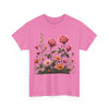 Wildflowers and Pink Roses, Graphic T-Shirts for Women, Floral Shirt, Womens Short Sleeve, Ladies Graphic Tees #5013TTS