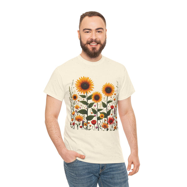 Sunflowers & Wildflowers, Graphic T-Shirts for Women, Floral Shirt, Womens Short Sleeve, Ladies Graphic Tees #5154TTS