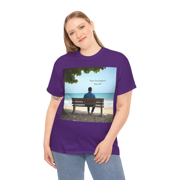 Have You Forgiven Your Ex?  Man on Bench Looking at Waves, Forgiving T-Shirt, Forgiveness, Relationship Healing Top #5005STS