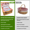 2 view comparison wicker picnic baskets open and empty