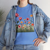 Wildflowers and Pink Roses, Graphic T-Shirts for Women, Floral Shirt, Womens Short Sleeve, Ladies Graphic Tees #5020TTS