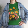Wildflowers and Pink & Yellow Roses, Graphic T-Shirts for Women, Floral Shirt, Womens Short Sleeve, Ladies Graphic Tees #5141TTS