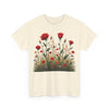 Wildflowers and Red Roses, Graphic T-Shirts for Women, Floral Shirt, Womens Short Sleeve, Ladies Graphic Tees #5032TTS