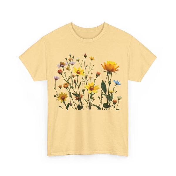 Wildflowers and a Yellow Rose, Graphic T-Shirts for Women, Floral Shirt, Womens Short Sleeve, Ladies Graphic Tees #5009TTS
