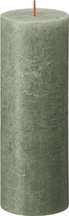 Bolsius Rustic Pillar Candle - Dark Green - Pack of 4 - Long Burning Time of 85 Hours - Household Candle - Interior Decoration - Unscented - Natural Vegan Wax - No Palm Oil - 19 x 7 cm