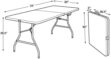 Camkey Portable Folding Table, Easy to Use with Lock Function, 6FT Fold-in-Half Utility Table with Collapsible Legs, Adjustable Table for Camping, Dining and Party Indoor/Outdoor, Black