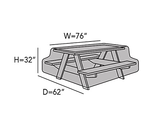 Covermates Picnic Table Cover - Classic - Light Weight Material, Weather Resistant, Elastic Hem, Patio Table Covers, 76W x 62D x 32H, Green