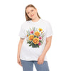 Wildflowers and Yellow Roses, Graphic T-Shirts for Women, Floral Shirt, Womens Short Sleeve, Ladies Graphic Tees #5135TTS